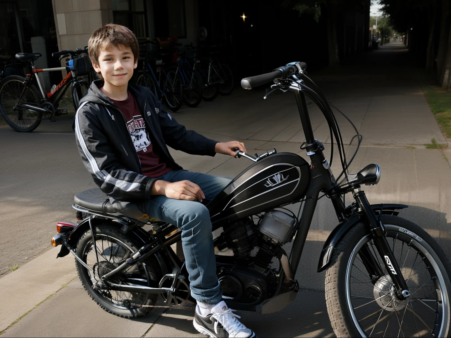 Boy with bike background bikes high deatail