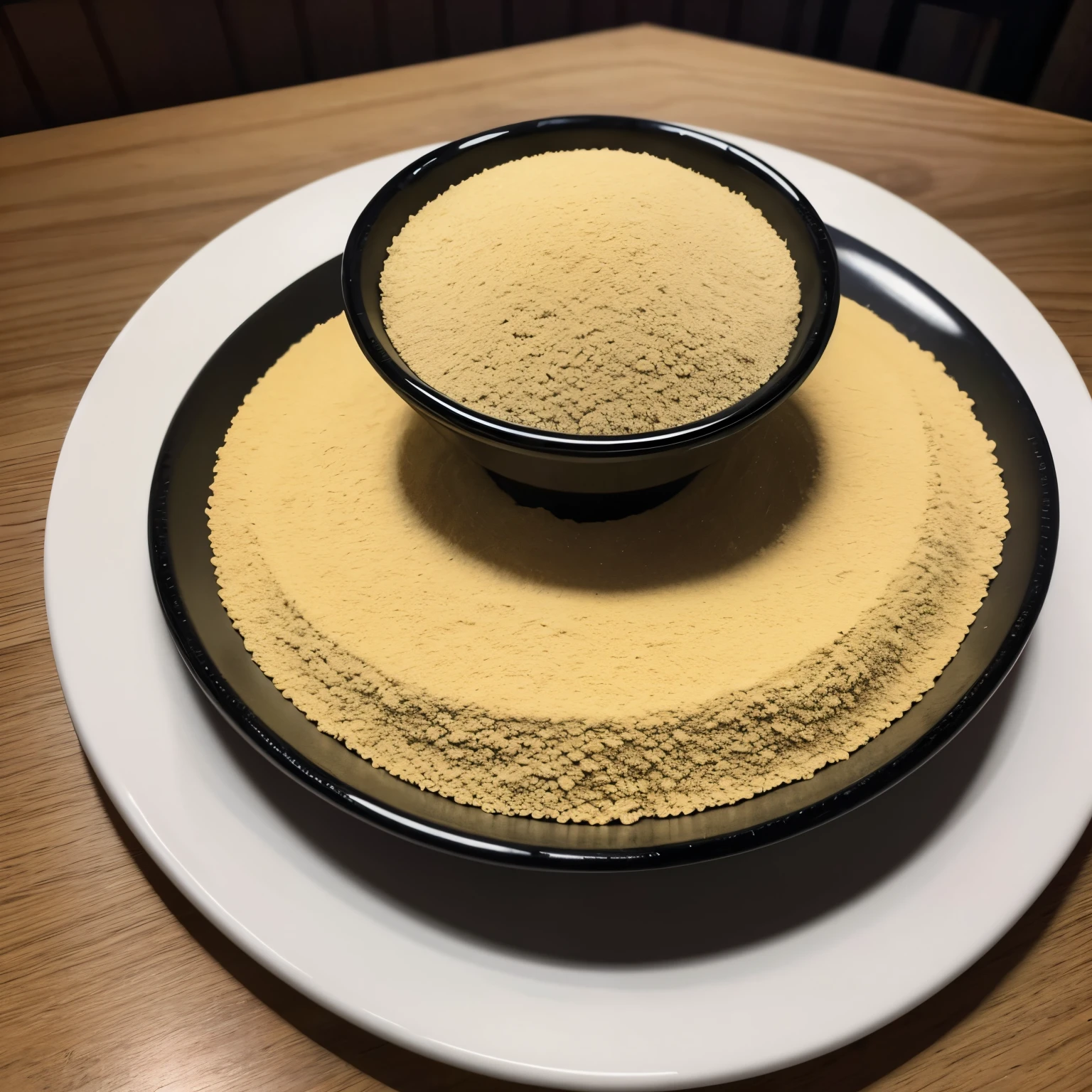 Japanese style、Please generate an image of soybean flour on a plate.。Please express the generated image as a live action image.。
