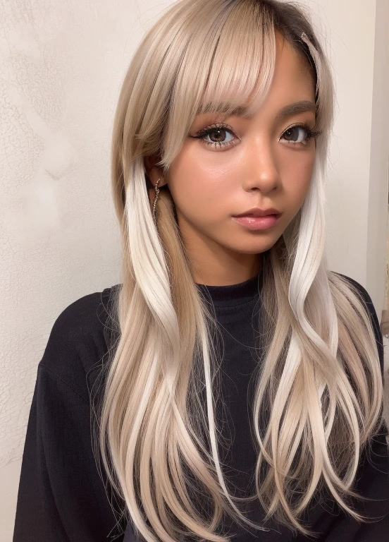 masterpiece,best quality,higher, asian,(brown race),dark skin,blonde hair,1girl,ndge
