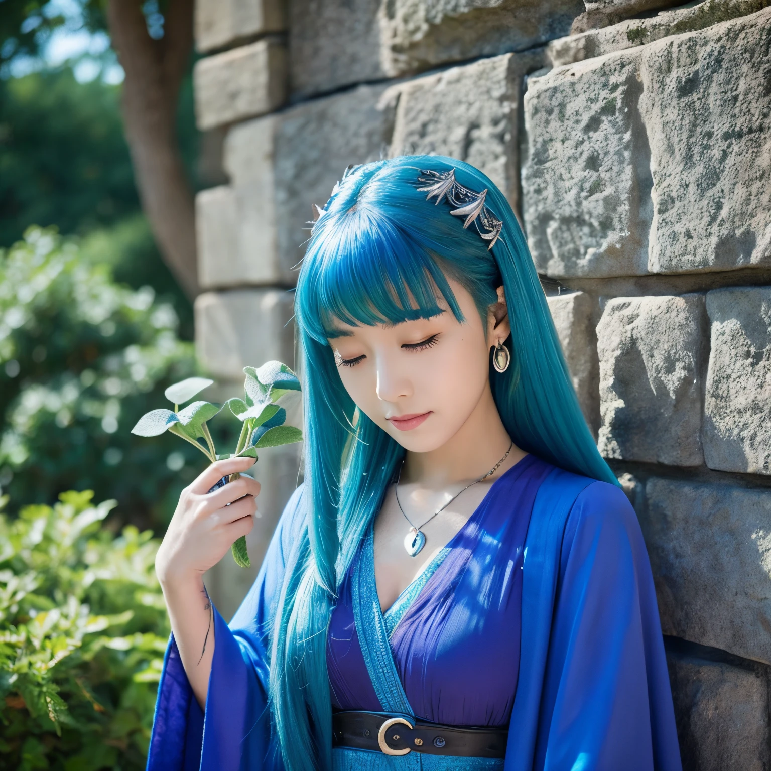 Dragon Quest Female Sage Blue Hair Long Hair