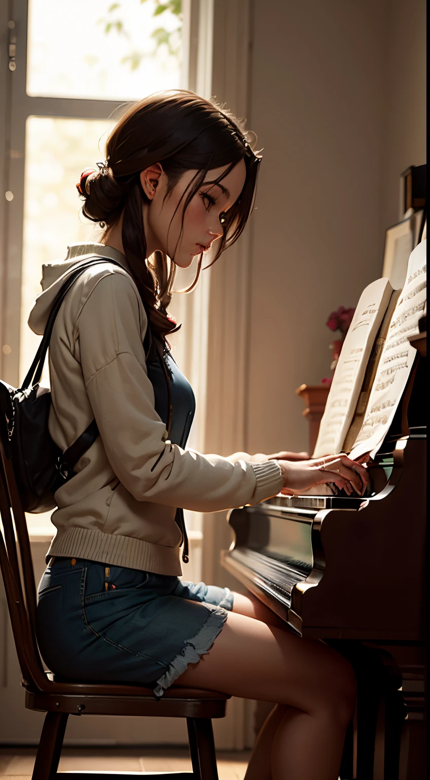 two lovers playing piano together