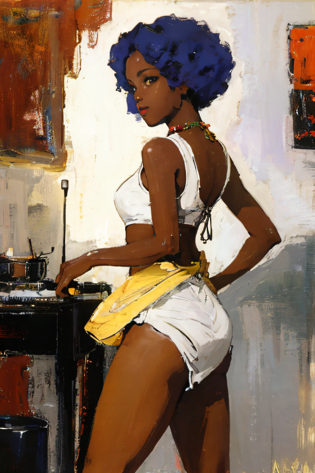 (masterpiece, best quality), 2girls, young , ((two women cleaning a room:1.3)), ((ebony:1.4)). vibrant colors, bright, white, watercolor, (small breats:1.2), (naked:1.4), (close up shot:1.4), ,