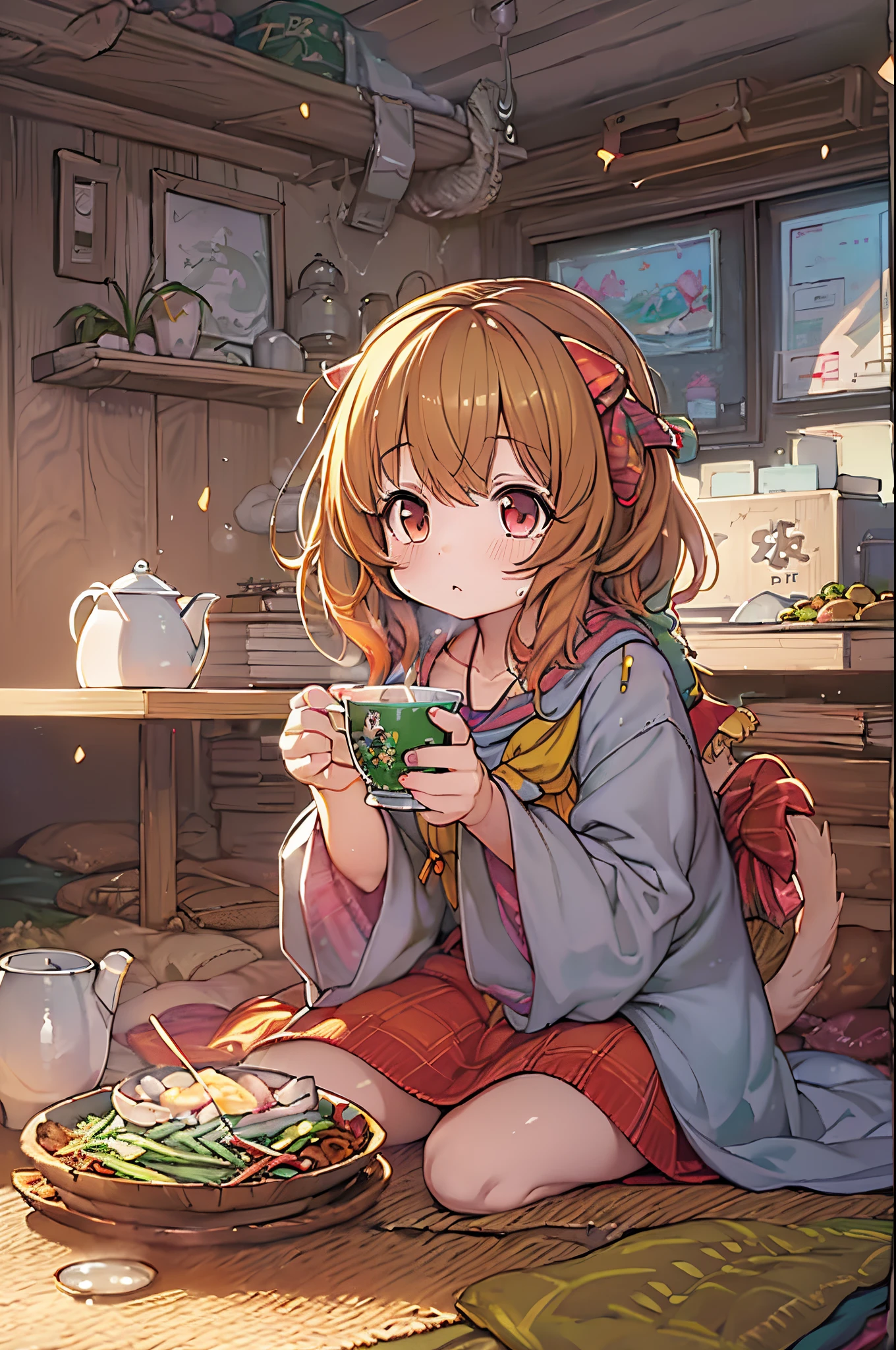 Climb under the kotatsu and eat food、Anime girl drinking tea, pixiv, Cute Anime, In pixiv, anime food, cute anime catgirl, anime wallaper, Lori, trending in pixiv, hd anime wallaper, Cute anime girl, Anime visuals of cute girls, anime moe art style, Anime Background, anime style 4 k, Asuka