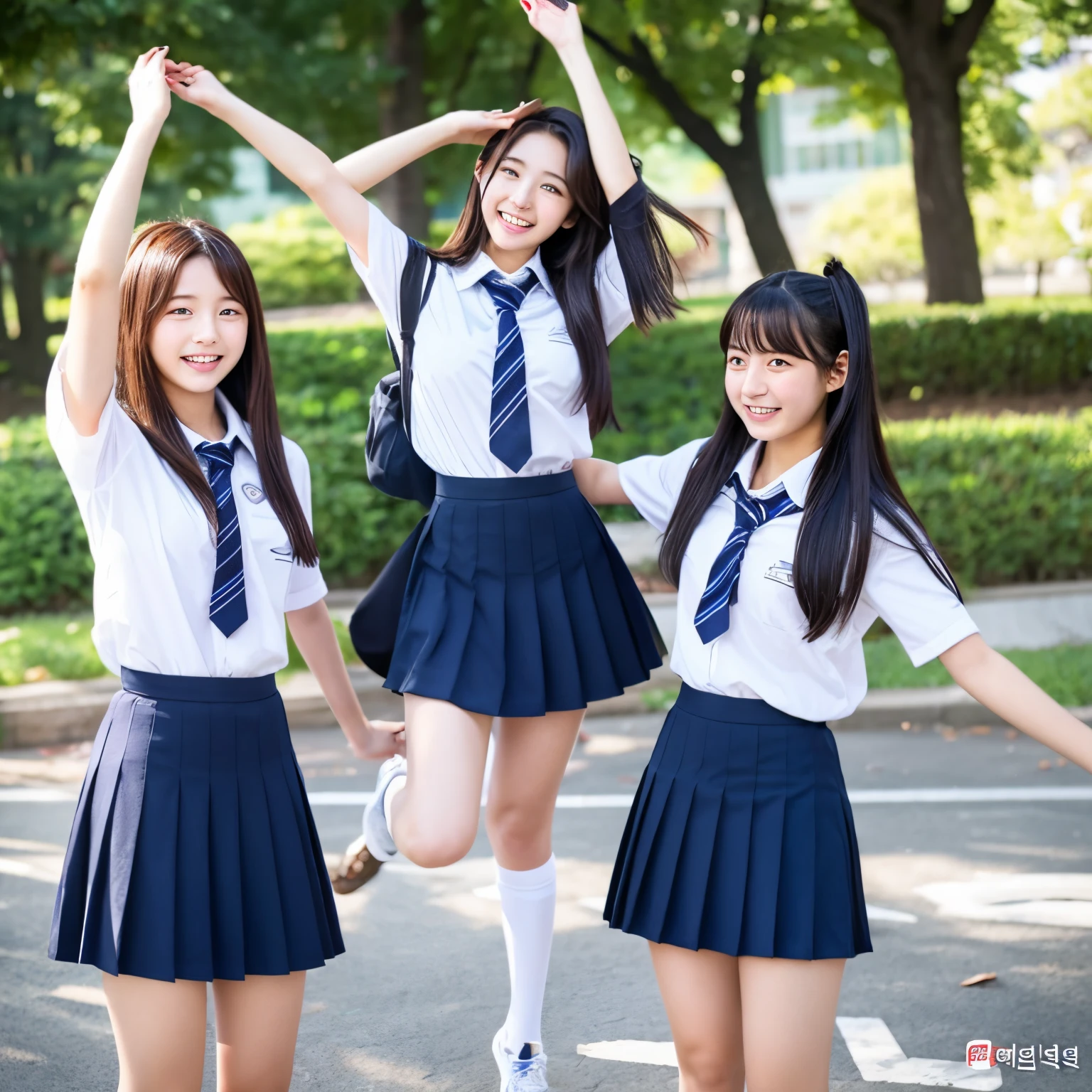 Korean female、High school students、skirt by the、Skirt flipping
