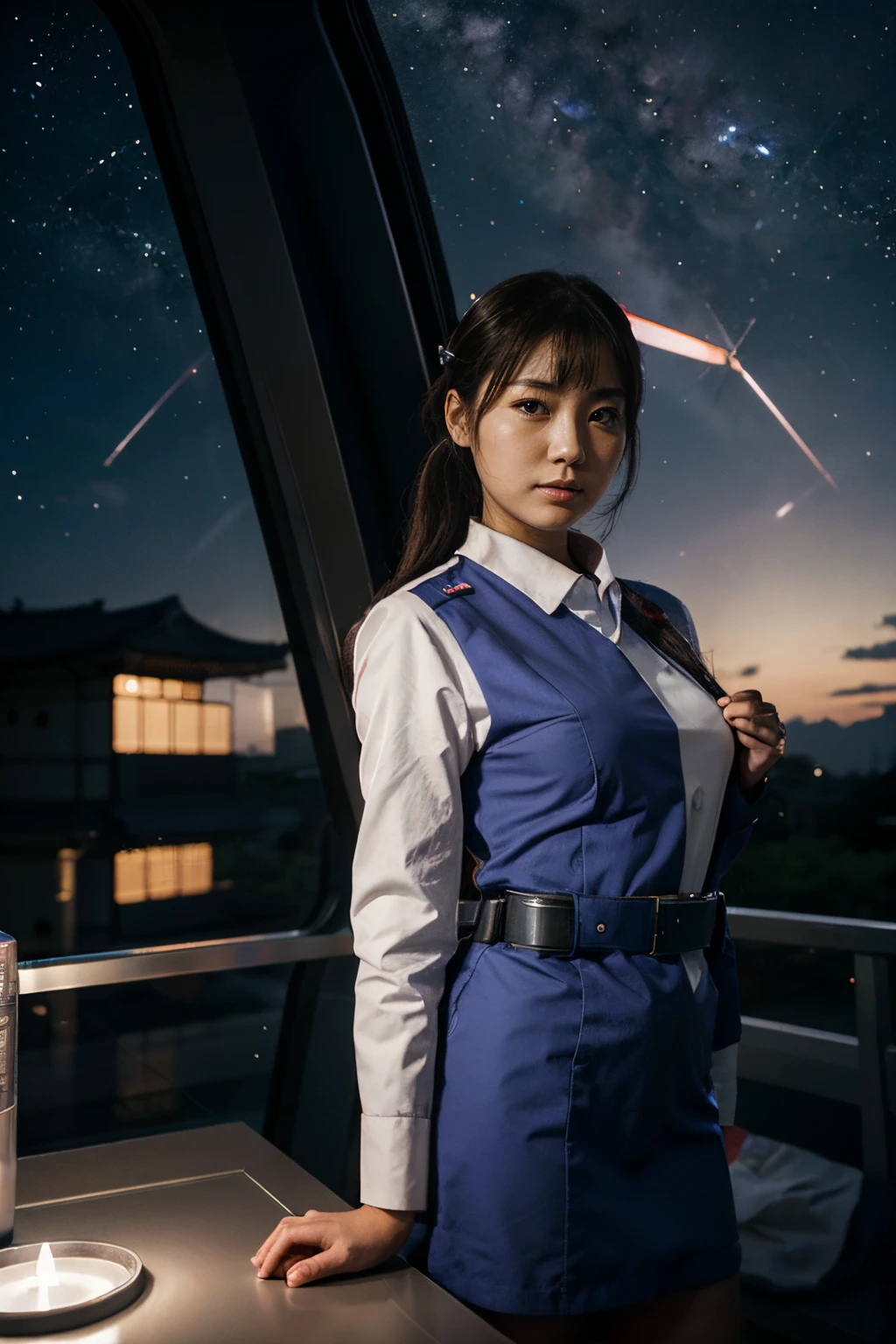 starship, nurse, Japanese girl, galaxy
