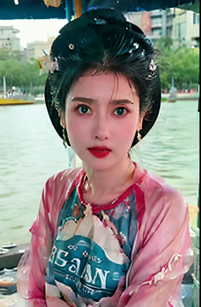 The highest image quality, tmasterpiece, super tall:1.4), Number of photos, 1 girl in,Highly Detailed Face and Skin Textur, 詳細な目, photorealistic eye, 美丽詳細な目, (Realistic skin), Attractive, Ultra-high sharpness, hyper realisitc, Very meticulous, the golden ratio, (sweatshirts, water leakage, hori'tas'too dark, be desperate, compassionate, Poor, 电影灯光, watery big eyes, watery big eyes, (Torn clothes: 1.5), ((wetclothes: 1.4)), bshoulders, True rain, Wet hair, ((Korea, of the whole body))