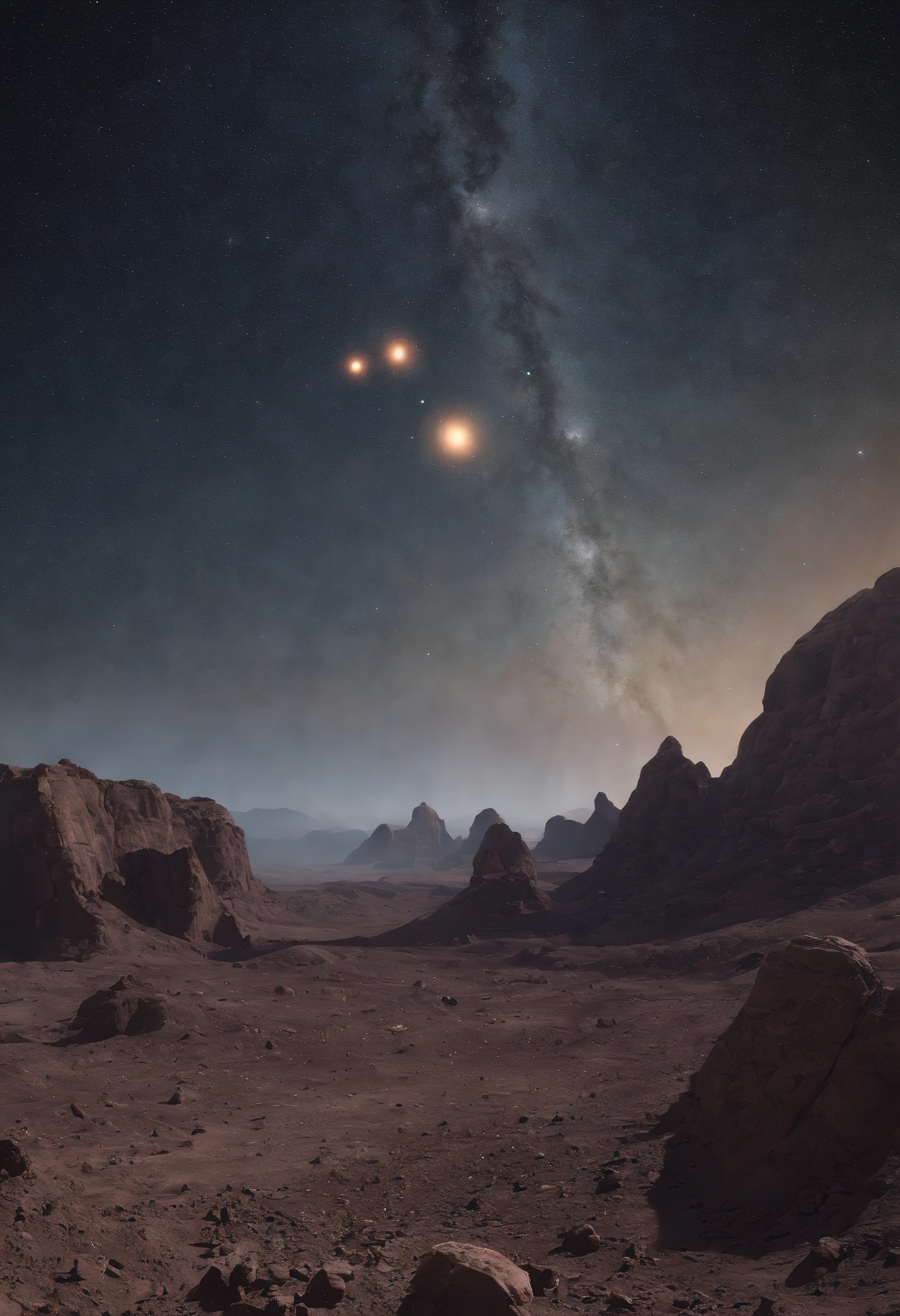 On a desolate asteroid,asteroid desolation,Very desolate asteroid,The background the vastness of the universe,Sky Space,There are meteors in the universe,There are shooting stars in the sky,There are many stars in the universe,There are many asteroids in the sky,There are many planets in the sky,hyper realisitc,The picture vivid,フォトリアリスティック,detail-rich,The planet's ground has rich textures,超高分辨率,The characters’ hands and faces are rich in detail,tmasterpiece,The scene shocking,detail-rich