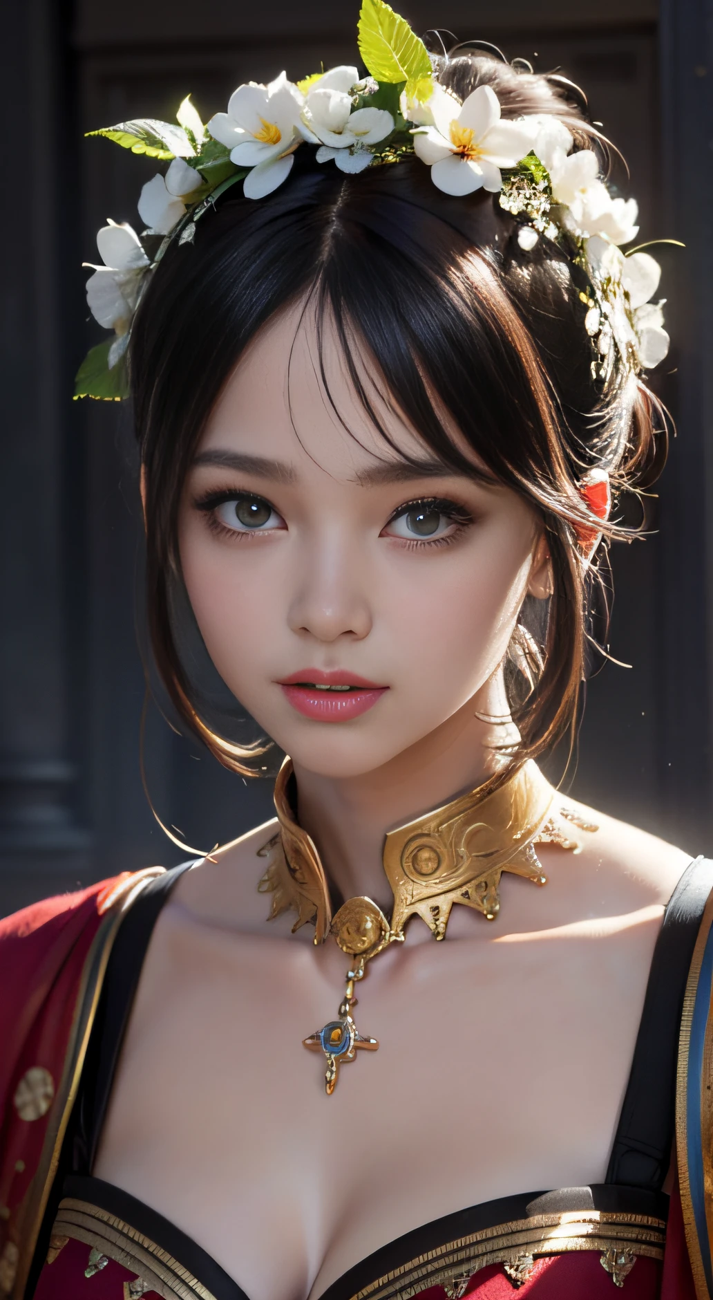 ((Men only)), (head shot), (20 year old handsome muscular ancient roman in ancient rome wore a tunic, Gracefully draped with toga, And their hair, Often short, Complemented by laurel wreath, gold, Black, chris redfield, Mischievous smile, (detaile: 1 in 1), Natural muscles, HIG quality, beautidful eyes, (detailed face and iace、: 1 / 2), Noise, Real Photographics、... ...........................................................................PSD, Sharp Focus, High resolution 8K, realisitic & Professional Photography, 8K UHD, Soft lighting, High quality, Film grain, FujifilmXT3