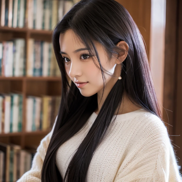 A dark-haired poneyTail Beautuful Women