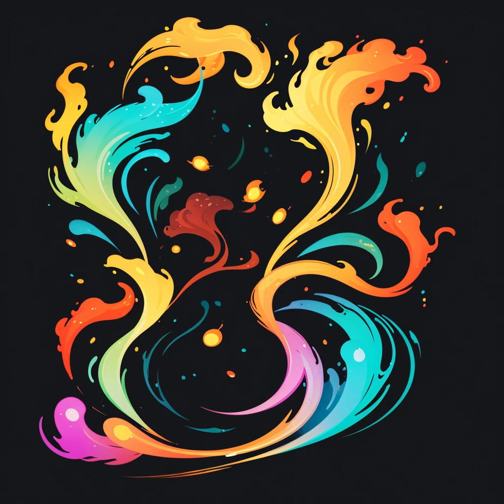 Graphic Design, Flat design, Little octopus, London Street, Colorful tones, Highly detailed, clean, Vector image, Professional Photographer, explosion of smoke, Background, flat black background, Shiny vector image.