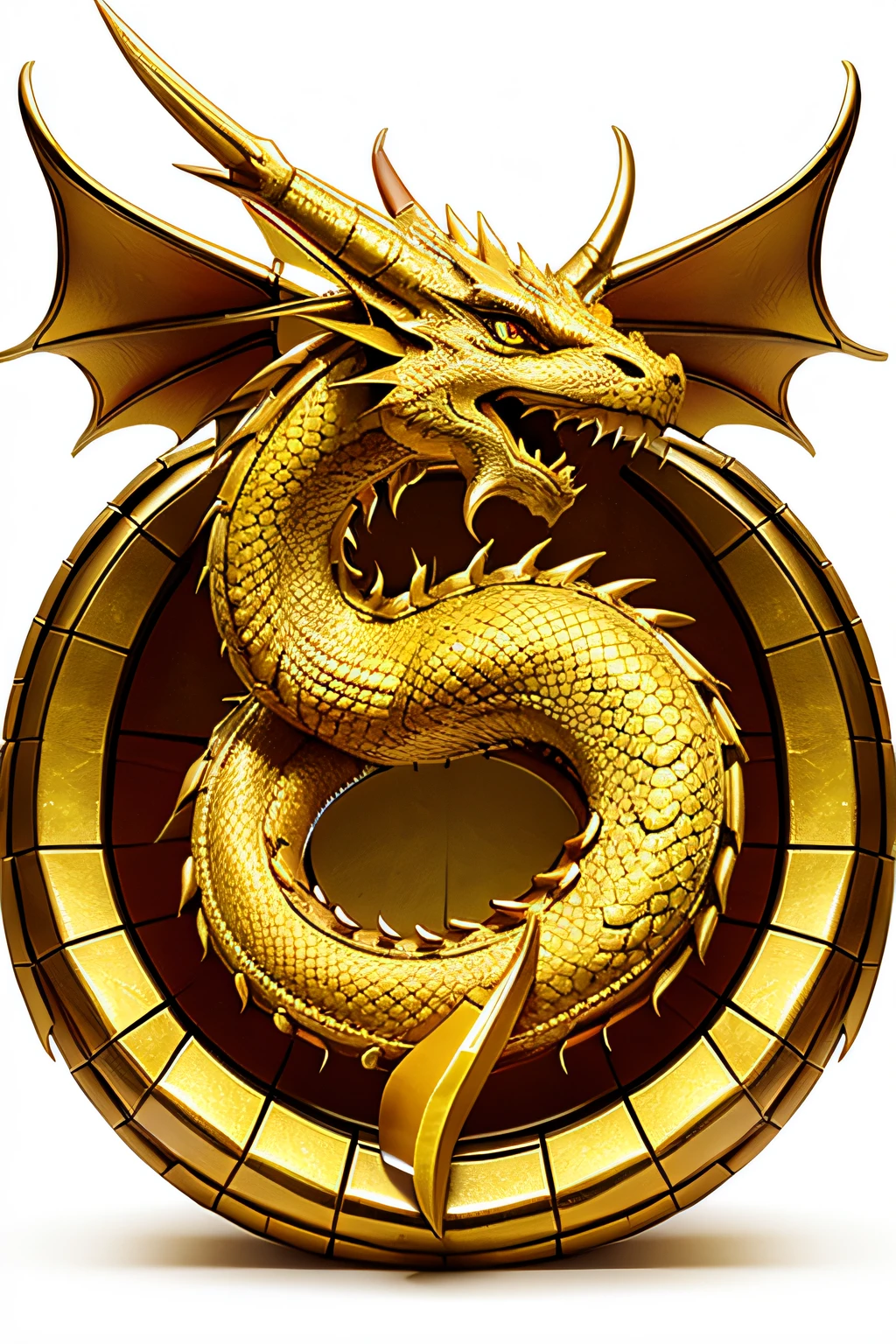 a closeup of a shield with a snake on it, fantasy shield, drakenguard inspired, shield emblem, with a snake emblem, shield design, guild commission, emblem of wisdom, in style of gameofTrhoneedilver gold，Flat 2D effects，Wheat ears, 3D icon for mobile game