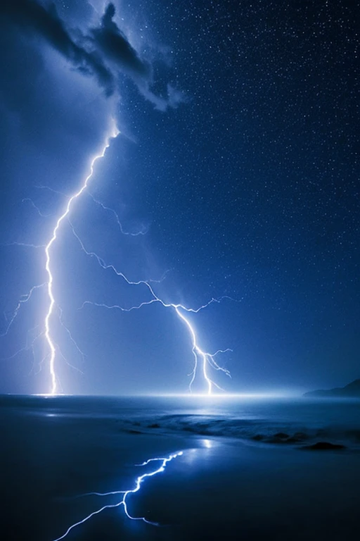 Blue lightning、countless lightnings、Dark sea、Fantastic、