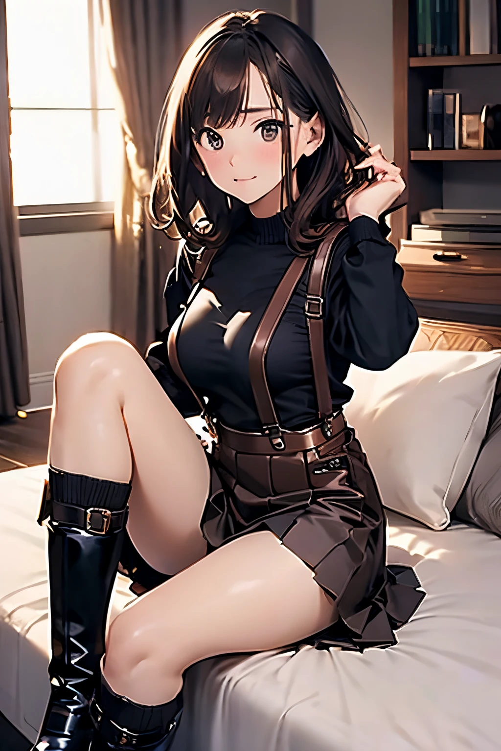 female, drooping eyes, eyes realistic sizing, ((round face, blush, shame play, ecstasy face, bandy-legged, bowlegged)), various pattern thin casual dress, arch hip, showing off luxurious panties and pubic hair, long hair, (in the dark shadow, old bus stop deep in the mountains, at night), angle from below,