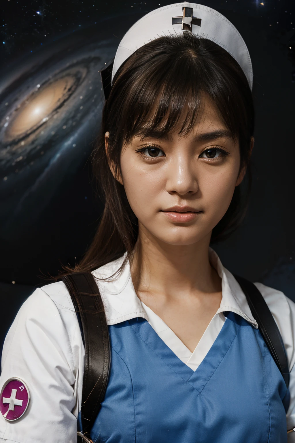 starship, nurse, Japanese girl, galaxy