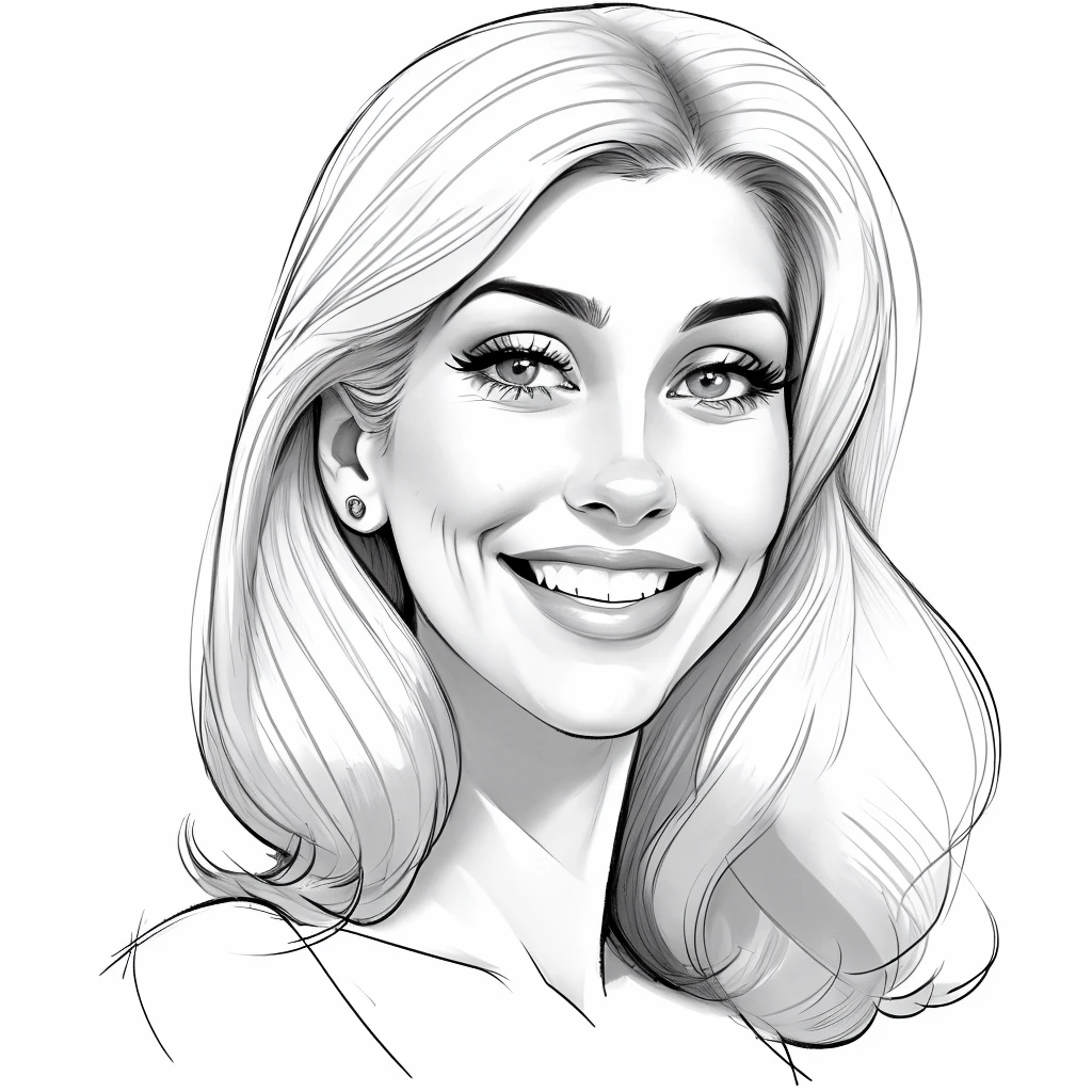 um desenho de uma mulher com um grande sorriso no rosto, estilo caricatura, caricature illustration, caricatura, retrato dos desenhos animados, caricatura!!!, caricatural, professional sketch, digital sketch, charicatura, caricaturista, political cartoon style, Retrato estilizado H 640, Martha Jungwirth esboço, Directed by: Emerson Silva, desenho dos desenhos animados, cara dos desenhos animados