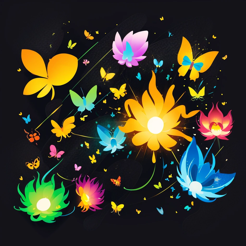 Graphic Design, Flat design, Small insects, London Street, Colorful tones, Highly detailed, clean, Vector image, Professional Photographer, explosion of smoke, Background, flat black background, Shiny vector image.
