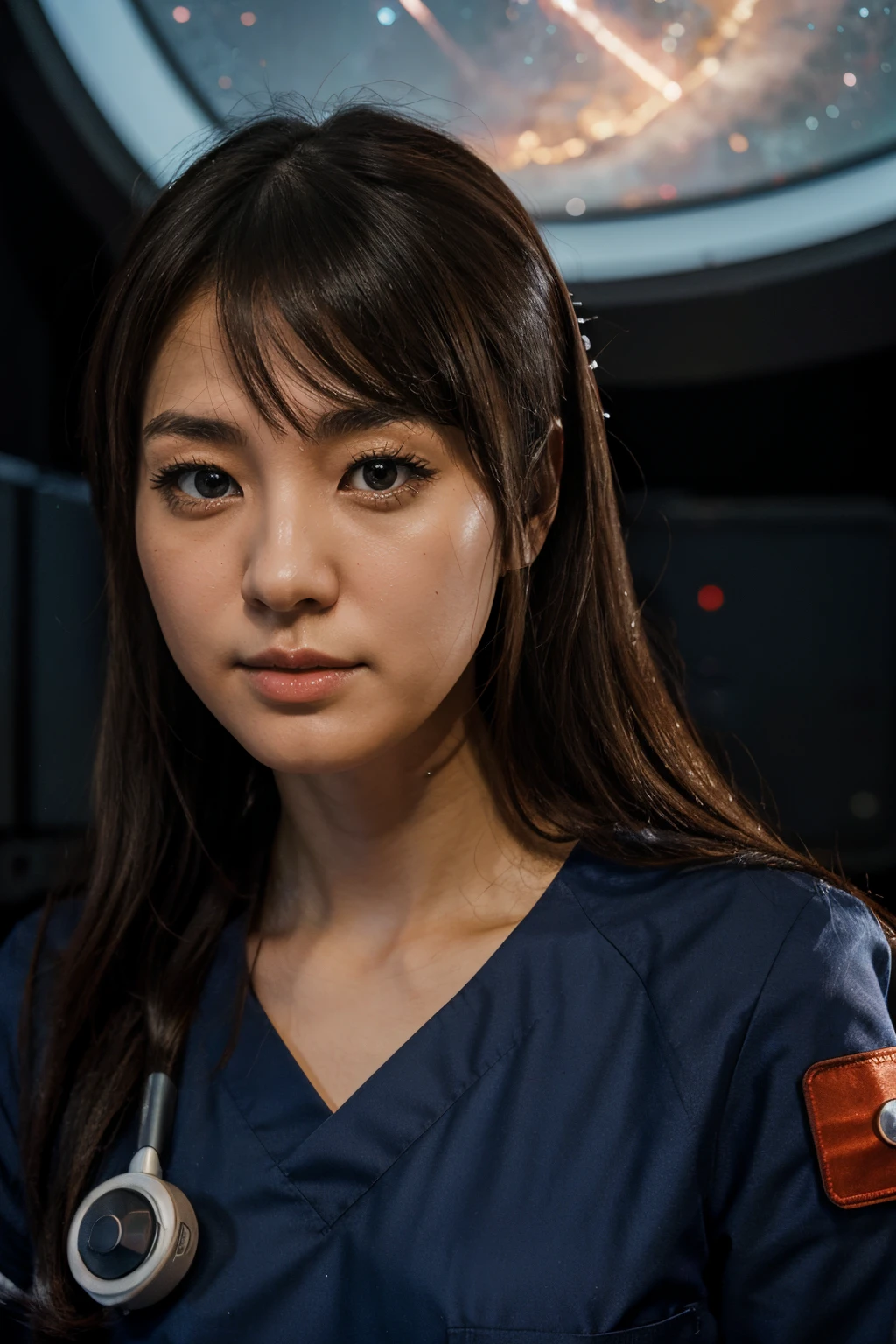starship, nurse, Japanese girl, galaxy