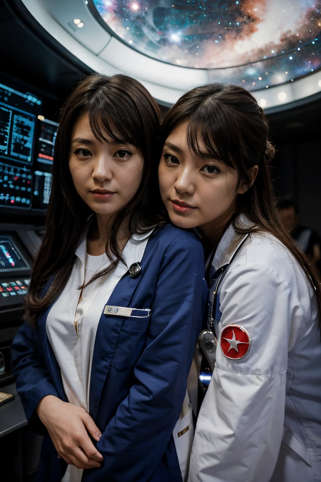 starship, nurse, Japanese girl, galaxy