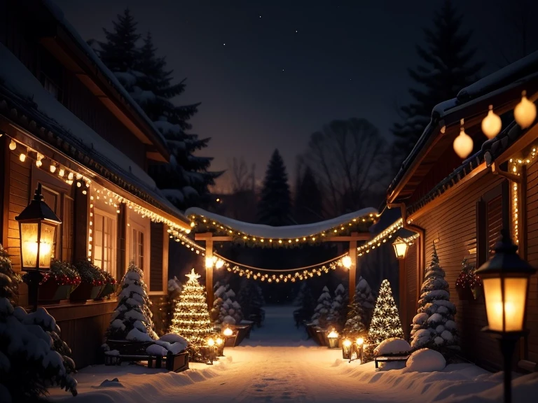 Christmas、Garden Lights、No humans、depth of fieldlurry backround))、​masterpiece、top-quality、The ultra-detailliert