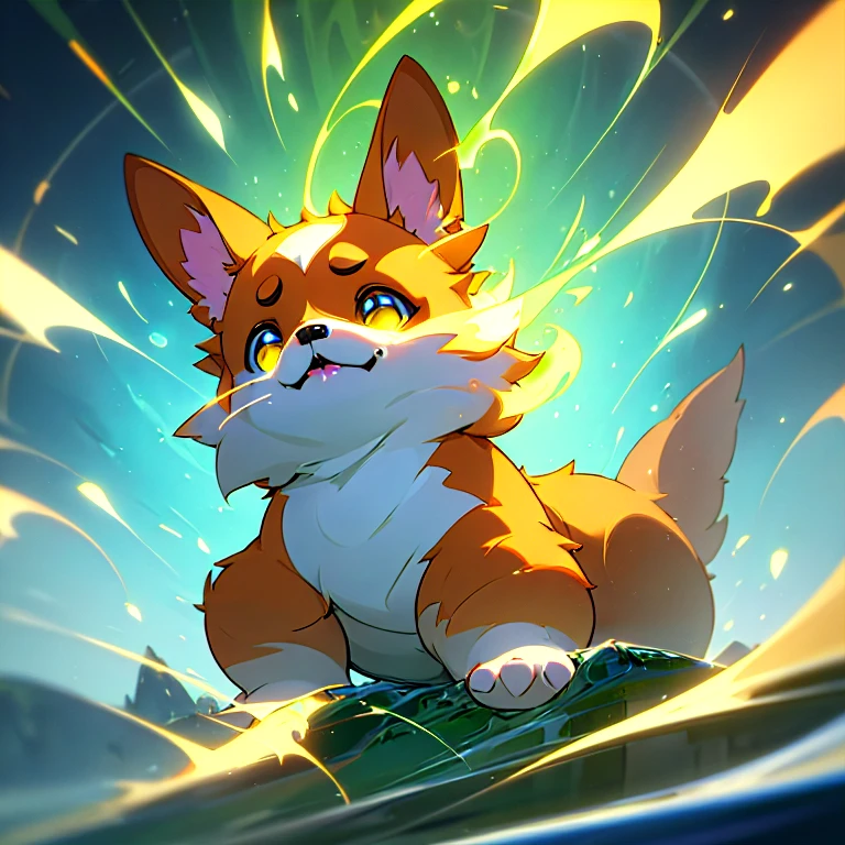 anthropomorphic super cute fantasy Welsh Corgi dog, 3D concept art by Gediminas Pranckevicius, glowing effect, ornate, dynamic, centered, sharp focus, beautiful detailed, face very realistic, Game Art, hyper detailed, no background, cartoon, cinematic, raytrace, Trend on artstation, C4D