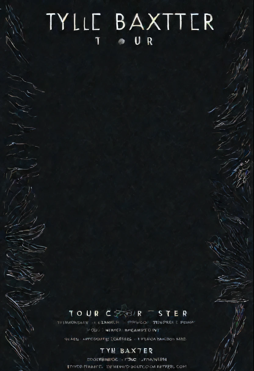 Poster design that says Tyler Baxter Tour, dark colors, soft drawings.