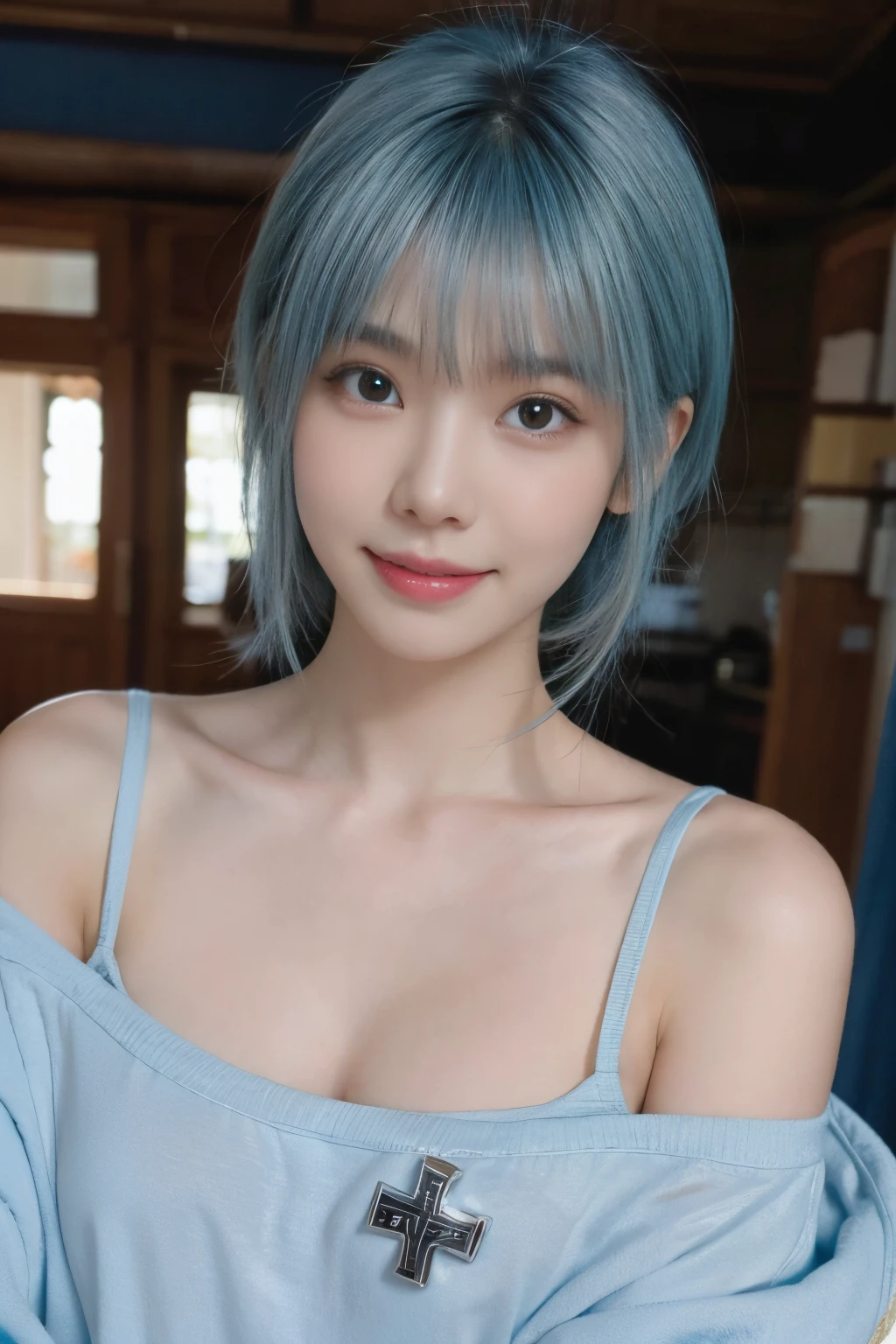 clear lighting, smiling