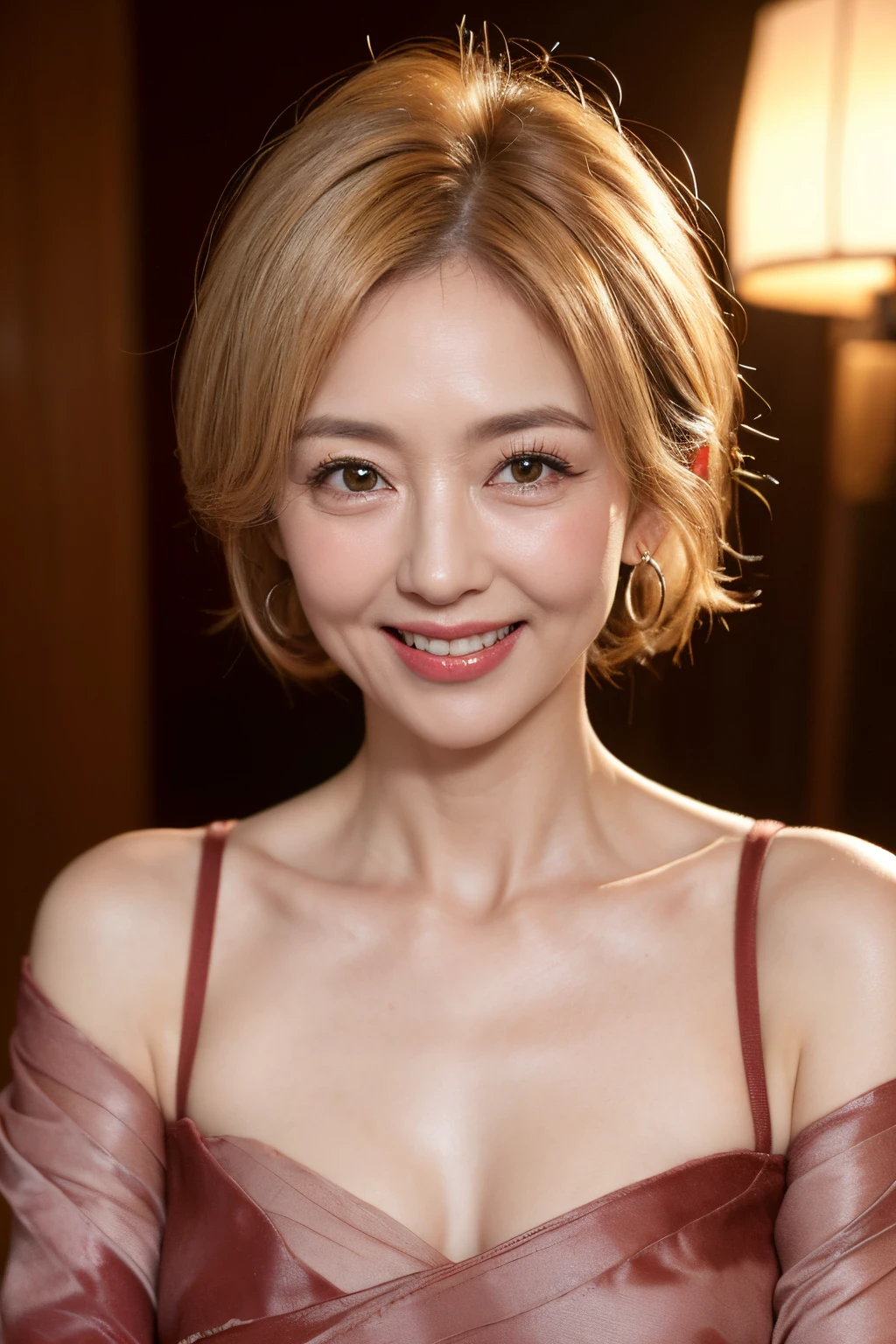 ((unparalleled masterpiece ever、top-quality、Female, 58 years old、(Wrinkled face:1.1)、(Wrinkled body:1.3)、grin、japanese mature、((Scruffy body:1.1))、bell sleeve