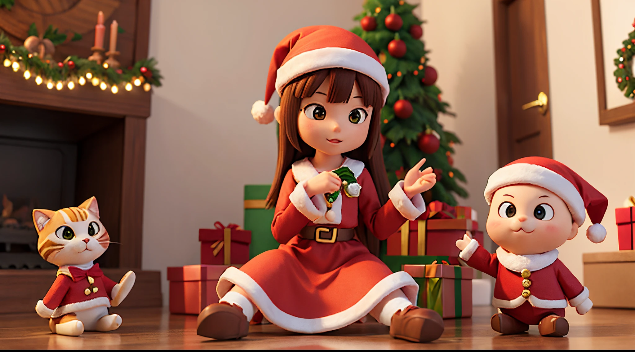 3d rendered、Christmas、catss