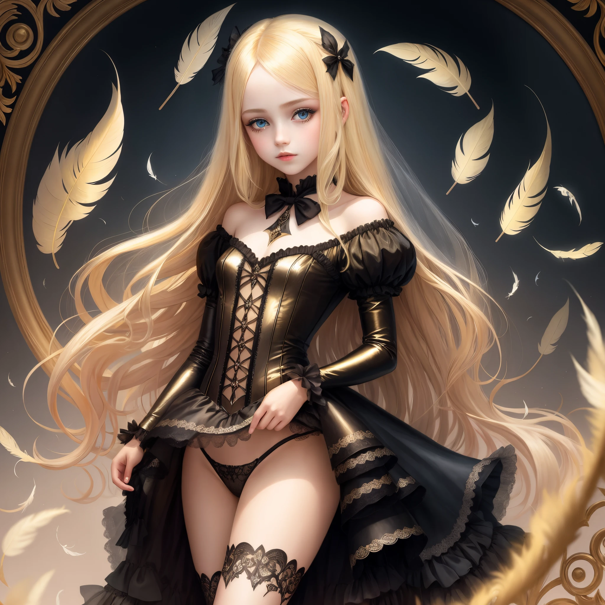 fluttering feathers s girl gotik Fantasia portraitures long and shiny blonde hair Change the pose of the girl in the photo above...