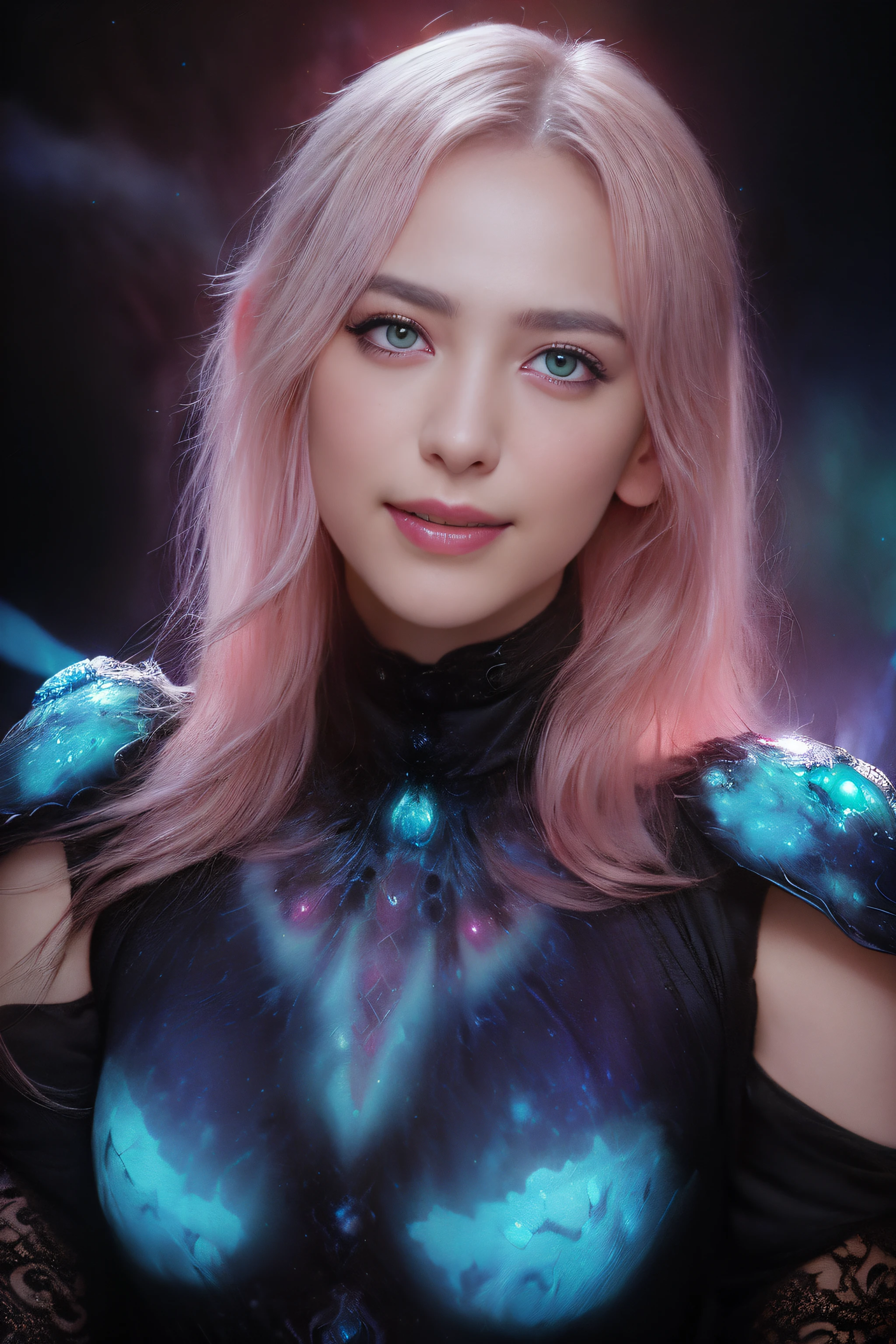 photographrealistic, Official art, unity 8k wall paper, Very high resolution,                                                                                                                          
(one beautiful age italian girl、She wears a detailed iridescent bodysuit with a beautiful fractal or marble design。:1.5), (She is showing her armpits,:1.2) Incredible and spectacular scenes, Blue Plasma Brain, Green Plasma Body, (Lewd smile:1.2), Obscene, (Immoral:1.2), (she has small breasts、She has beautifully raised pink areolas.:1.5), (Expression of ecstasy:1.2), (Incredibly beautiful nature background:1.6), (18 years old:1.5), (A coquettish expression:1.6), (seductively smiling:1.6), (erotic posing:1.9), (Model Posing:1.8), Beautiful seductive face, Portrait, (Thick eyebrows:1.4), (Large symmetrical scarlet eyes:1.6), Photorealistic, (High-resolution red-eye:1.8), Intimate face, (ultra detailed skin texture:1.4), pale skin, Perfect Anatomy, (Beautiful toned body:1.5), Dense beautiful hair, (Moist skin:1.2), (No makeup:1.3), (dark circles:1.1), (Emilia Clark:0.6) (Emma watson:0.3), (Jennifer Connelly:0.4), (sensual face:1.5), (Around her neck is a simple necklace of exquisite workmanship), (Bioluminescence with brilliant brilliance:1.4), (Luminous magic circle:1.5), Ruins of an ancient castle, Shining majestic cloud masses and sky, lightning bolt, Epic Realistic, (Greg Rutkowski:0.8), (teal and orange:0.4), (Art Station:1.5), (NSFW:1.2), (Wearing a gauntlet with a dense and very beautiful design decorated with jewels:1.1), Small chest, Galaxy, (nebulas:1.6), (Beautiful frame without frills:1.2), The Dark Knight, Fully armored body focus