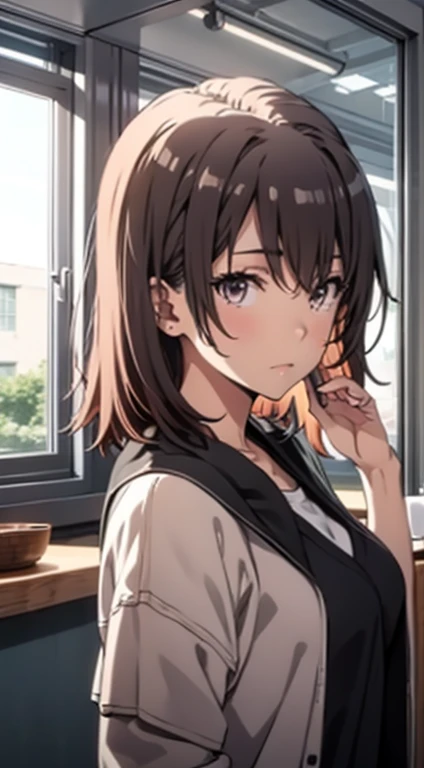 girl with、by the window、half up