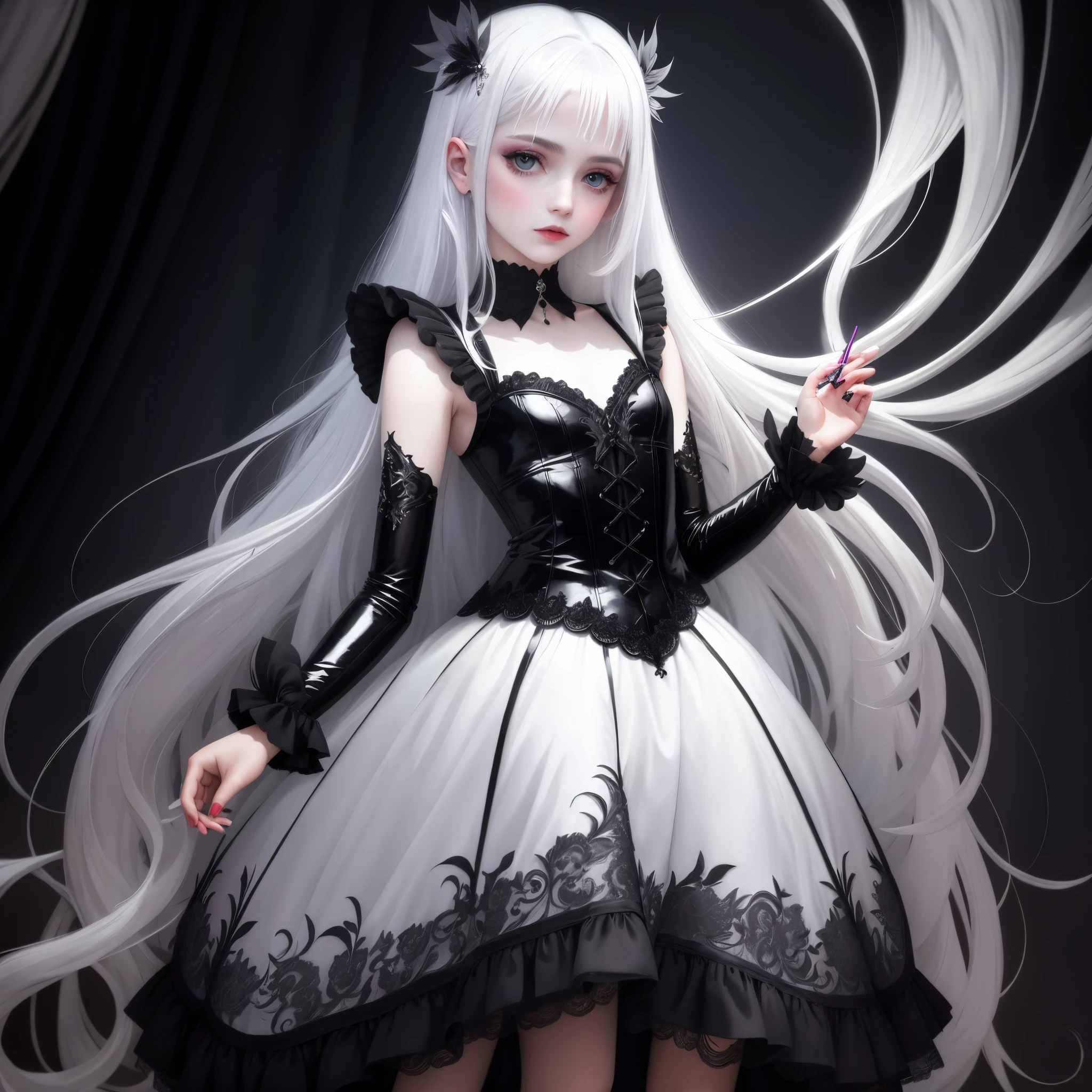 pluma teens girl gotik Fantasia portraitures long shiny white hair Change the pose of the girl in the photo above...