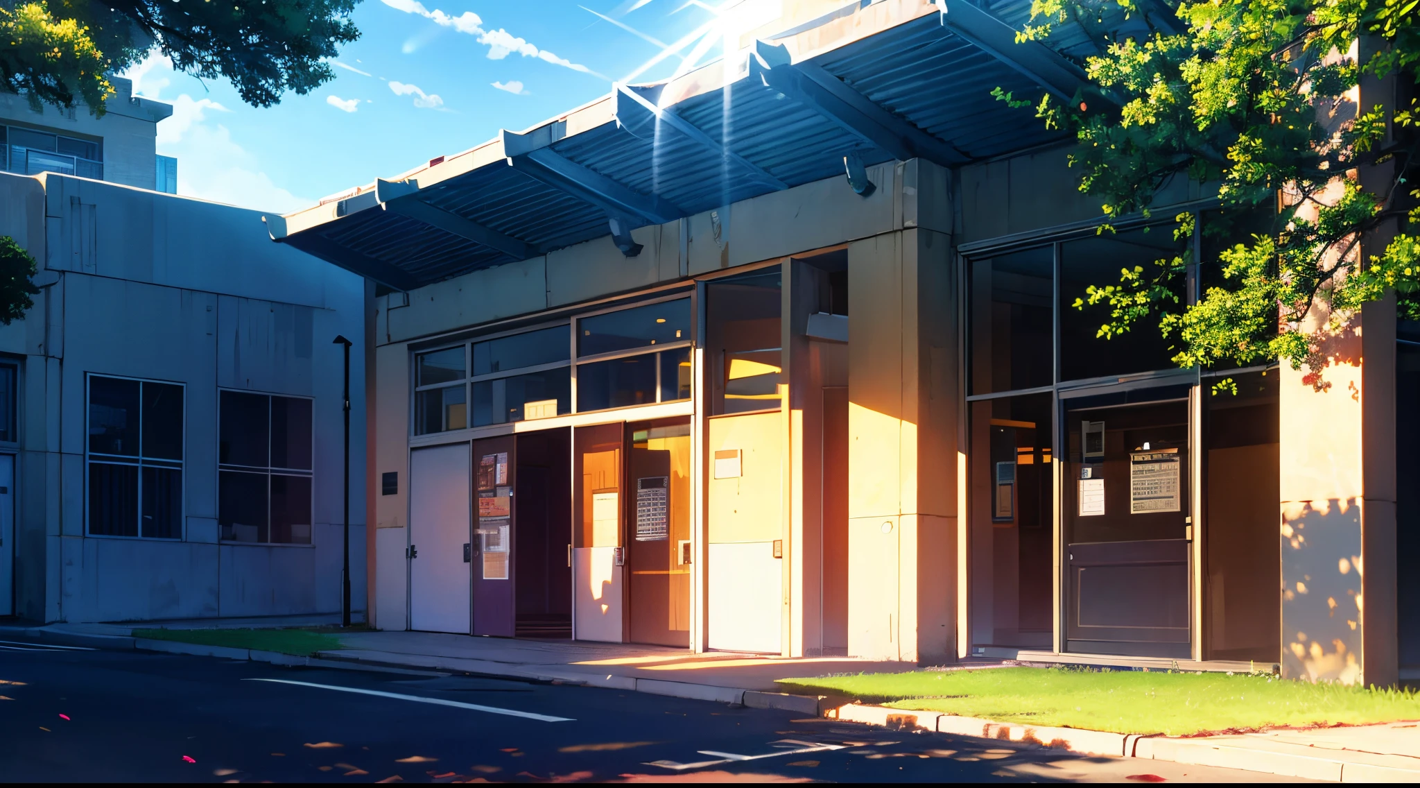 background, school. Sunny day, rays of light