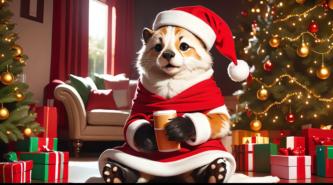 Santa_animal，((Best quality)), ((Masterpiece)), anatomy correct，cute