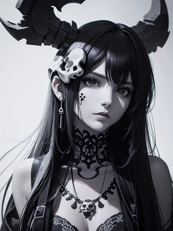 1Punk and goth girl with goth outfit,Sexy,skulls and lit candles around and in the background、((The face is Enako of a cosplayer))、（HighDynamicRange）,Ray traching,NVIDIA RTX,Hyper-Resolution,Unreal 5,Subsurface scattering、PBR Texture、post processed、Anisotropy Filtering、depth of fields、maximum definition and sharpness、multi-layer texture、Albedo e mapas Speculares、Surface Coloring、Accurate simulation of light-material interactions、perfectly proportions、