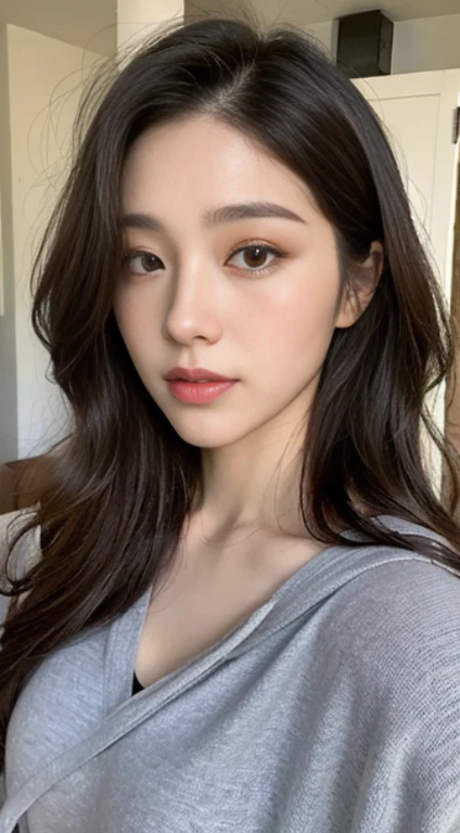 A woman with the same face as last time，Slender Abs、Loose wavy styling、cape、Beautifully expressed in every detail., Including face and skin texture.，Detailed eyes，Seducting look、full body Esbian