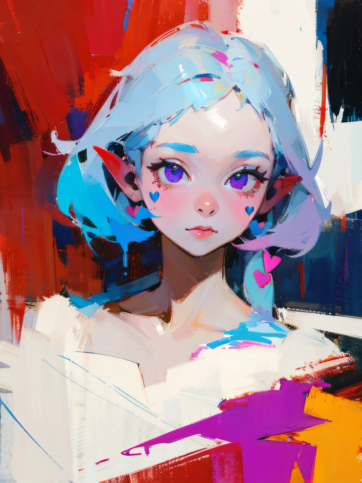 a conceptual drawing, half face half heart, paint dripping, masterpiece, Something