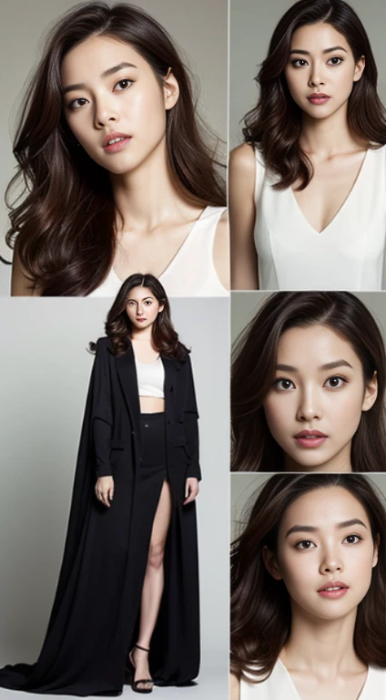 A woman with the same face as last time，Slender Abs、Loose wavy styling、Cape、Beautifully expressed in every detail., Including face and skin texture.，Detailed eyes，Seducting look、full body Esbian
