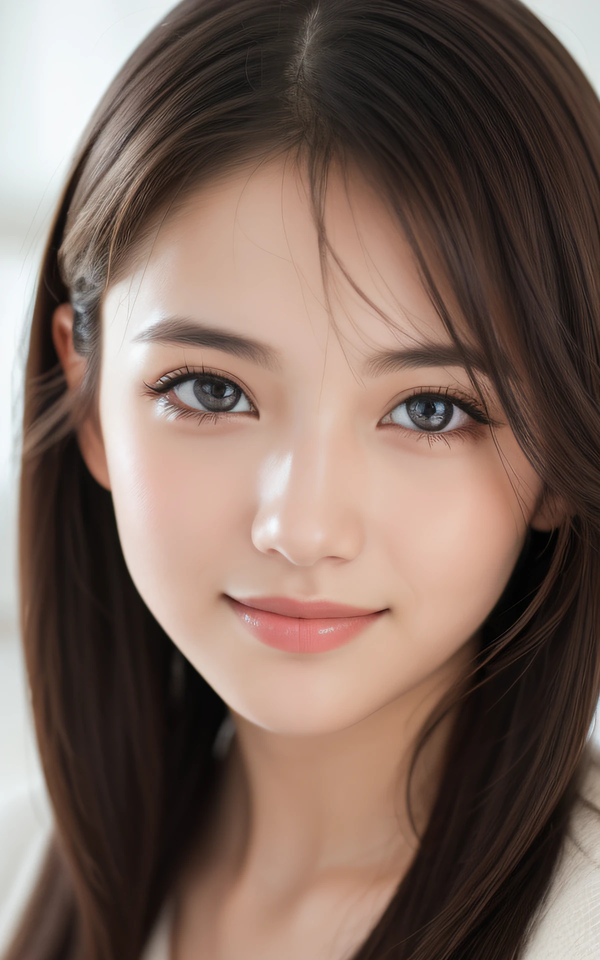 masutepiece, Best Quality, 8K, 1 girl, close-up, Close-up of face, 20 yo, cute little, Solo, Arch Smile, Cute, Girly, Delicate girl, Neat and clean beauty, Raw photo, Professional Photography, Portrait, Soft light, Professional Lighting, Back lighting, look forward to your eyes, Sophisticated, Film grain, (Eyes and faces with detailed:1.0),