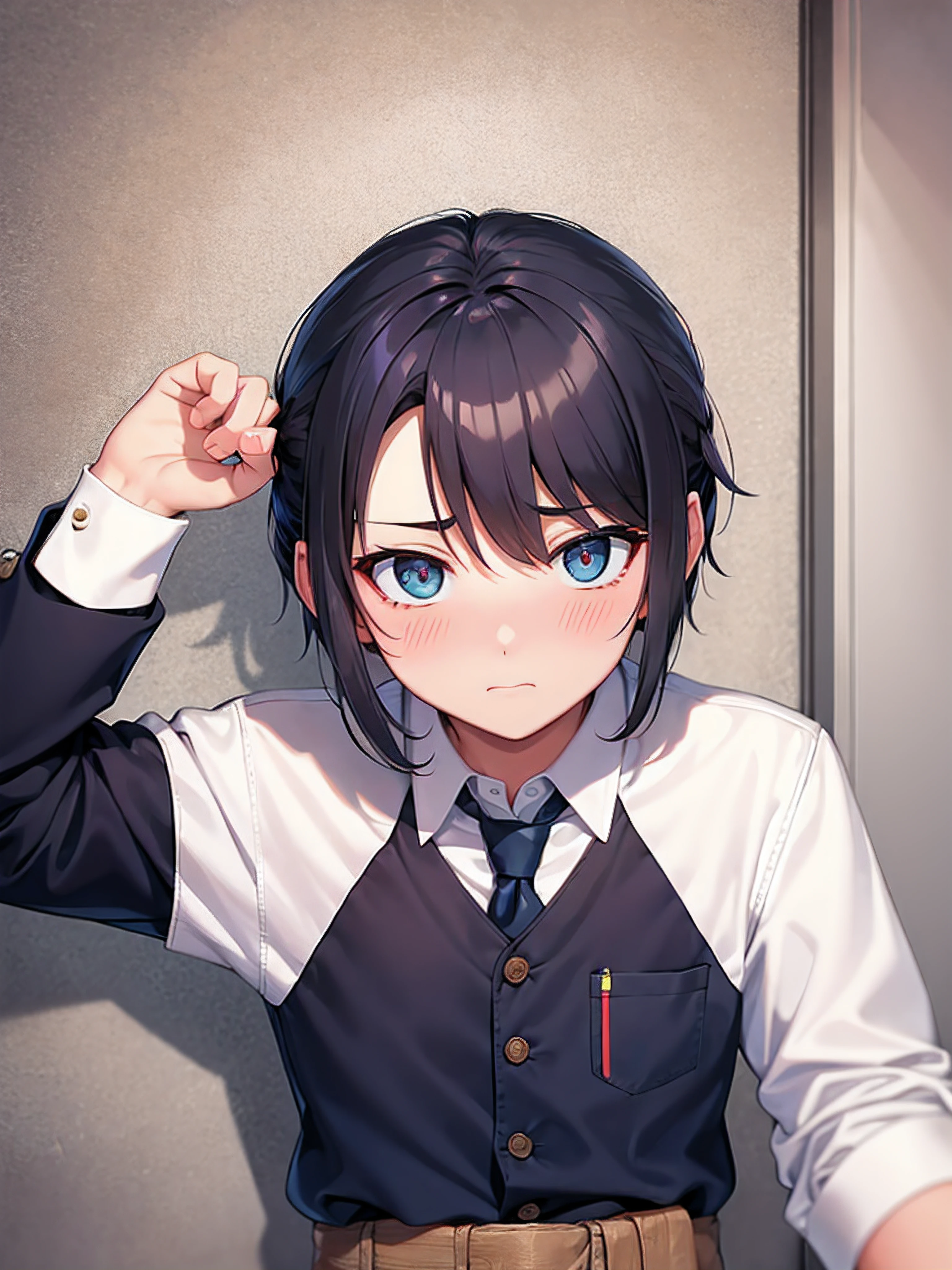 A shy schoolboy, high quality, male only, no female