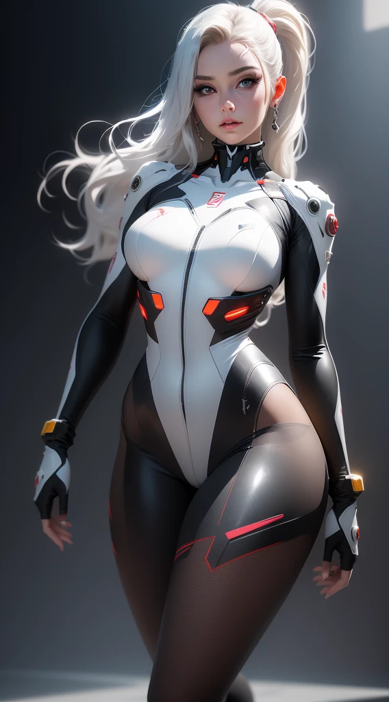 (((Young White Woman))), ((Best Quality)), ((Masterpiece)), (Detail: 1.4), 3D, A Beautiful Cyberpunk Woman with Simon Bisley-style micro thong, Genesis evangelion neon style clothing, 2-piece clothing, Long silver hair, arm tatoo, cybernetic hands, pastel, Centered, scale to fit the dimensions, nffsw (High dynamic range),Ray tracing,NVIDIA RTX,Hyper-Resolution,Unreal 5,Subsurface Dispersion, PBR Texture, Post-processing, Anisotropy Filtering, depth of fields, Maximum clarity and sharpness, Multilayer textures, Albedo and specular maps, Surface Shading, accurate simulation of light and material interactions, Perfect proportions, Octane Render, Two-tone lighting, Wide aperture, Low ISO, White Balance, thirds rule, 8K Raw, Crysisnanosuit,loraeyes,nijistyle,pantyhose,Blue eyes
