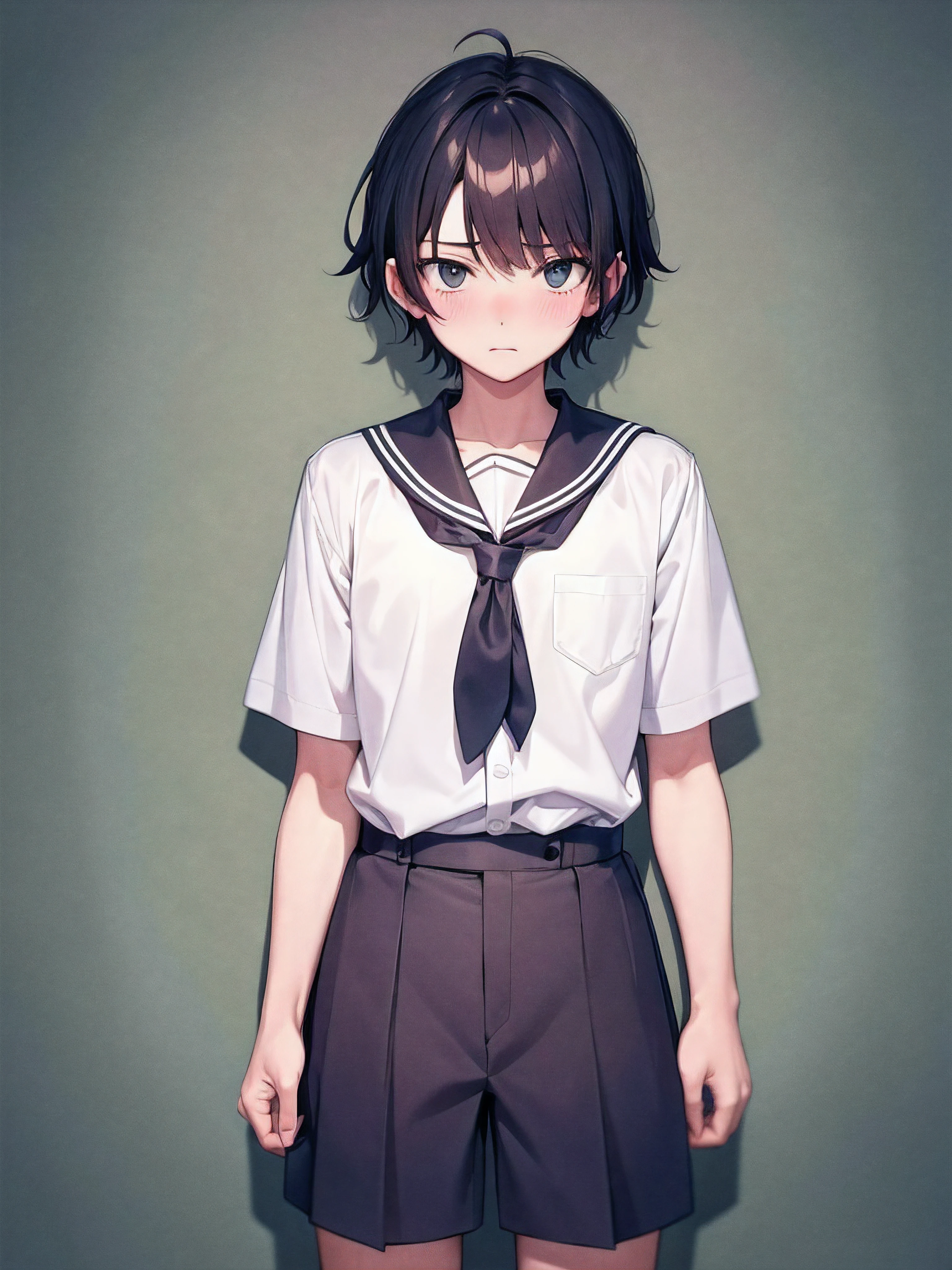 A shy schoolboy, high quality, male only, no female