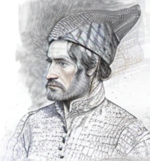 Undercover man from the 18th century with straw hat and farmer outfit hiding from monarchist government
