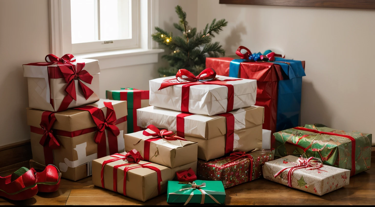 A Pile of Christmas Gifts stock photo