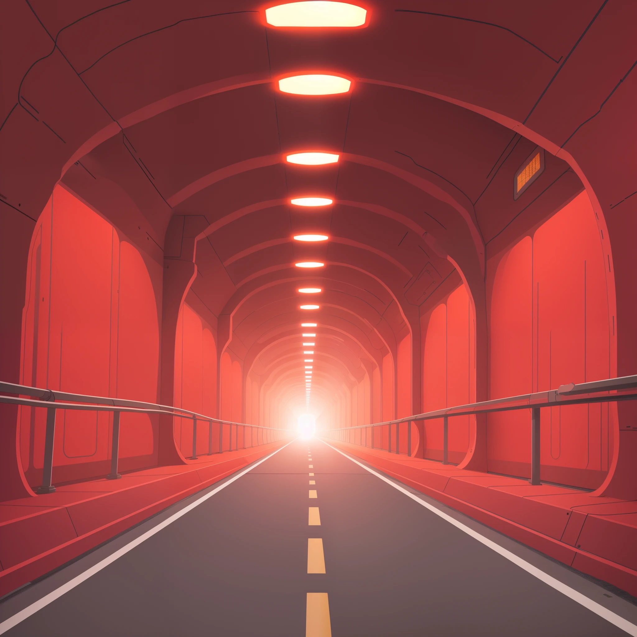 il y a un long tunnel rouge avec une ligne jaune qui le traverse, Perspective du point de fuite, Les tunnels mènent à différents mondes, À l’intérieur du tunnel, tunnel, La lumière au bout du tunnel, Meilleur sur Adobe Stock, Arrière-plan, Illustration d’arrière-plan, par Jason Benjamin, des couloirs infiniment longs, Couloir de l’espace liminal, Dessin de fond d’anime, des couloirs sans fin, route