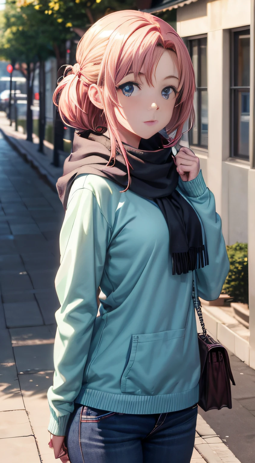 ((anime,1mujer,La mejor calidad), (Fondo 8K muy detallado, Mejor sombra), Altamente detallado, (hermosos ojos detallados), ((Ropa de invierno, Daylight, invierno))), (Disparo de vaquero), anime, Ciudad, Mejor calidad Alto detalle, 4k