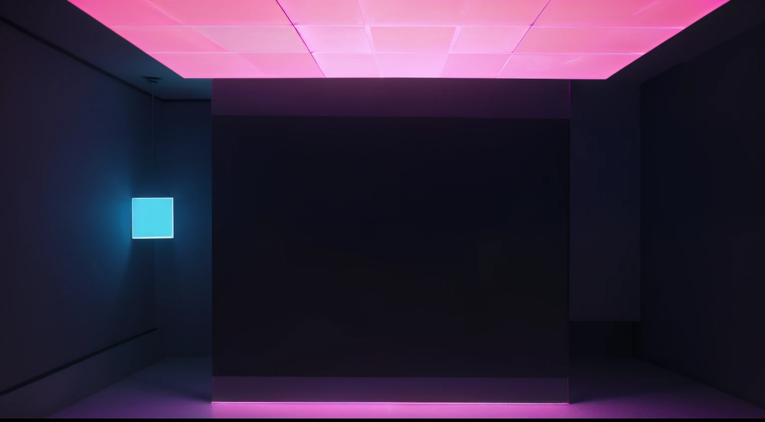 3d render, abstract minimal background, pink blue neon light square frame with copy space, illuminated stormy clouds, glowing geometric shape. stock photo