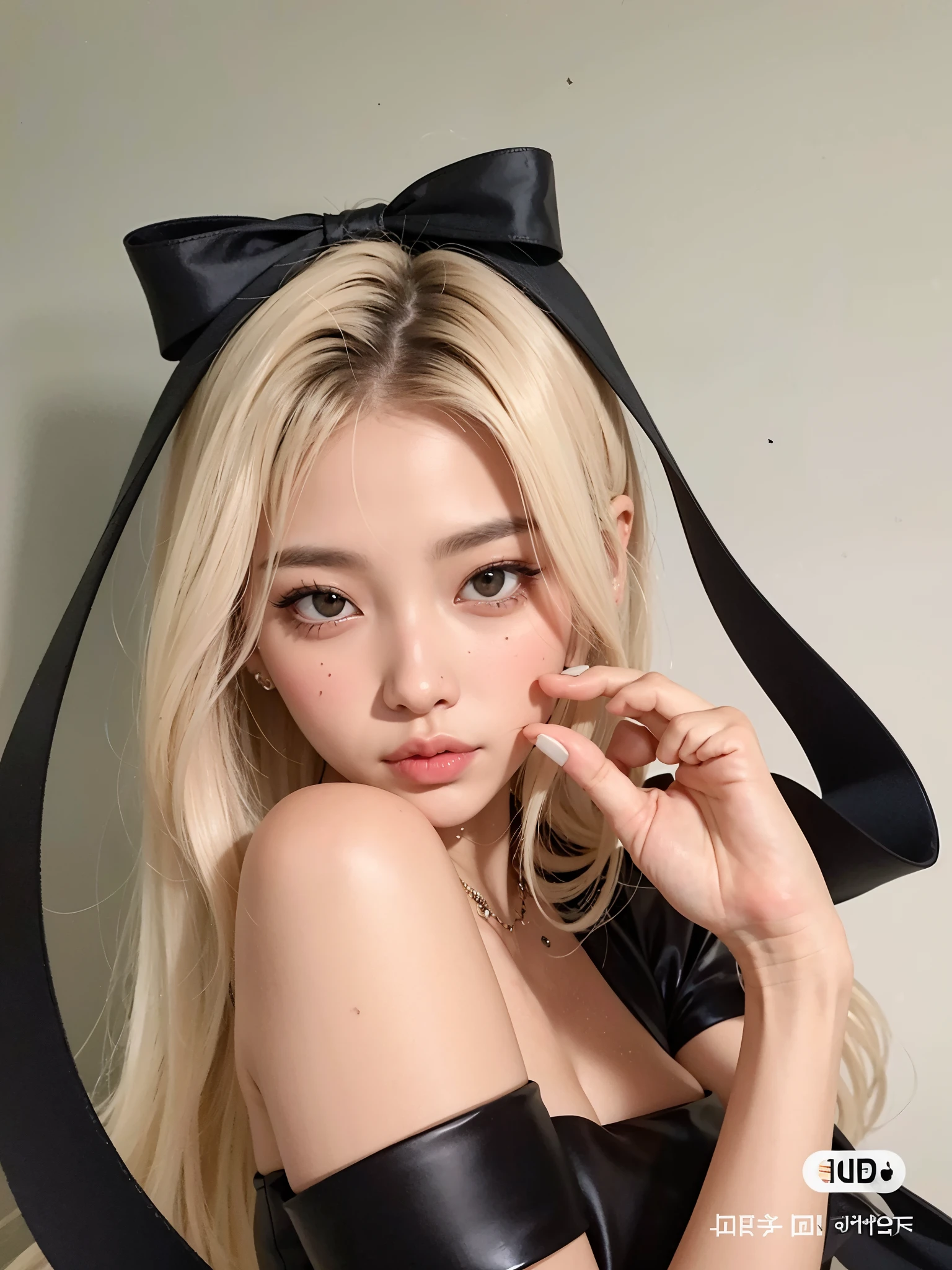 Un primer plano de una mujer con un lazo negro en la cabeza, arco grueso, Parque Roseanne de Blackpink, Bowknot, ulzzang, Chica coreana, cruel korean goth girl, Heonhwa Choe, Lalisa Manobal, Jaeyeon Nam, Hermosa Delphine, Jinyoung Shin, con coletas negras, Peinado blanco de corte hime, con orejas de conejo