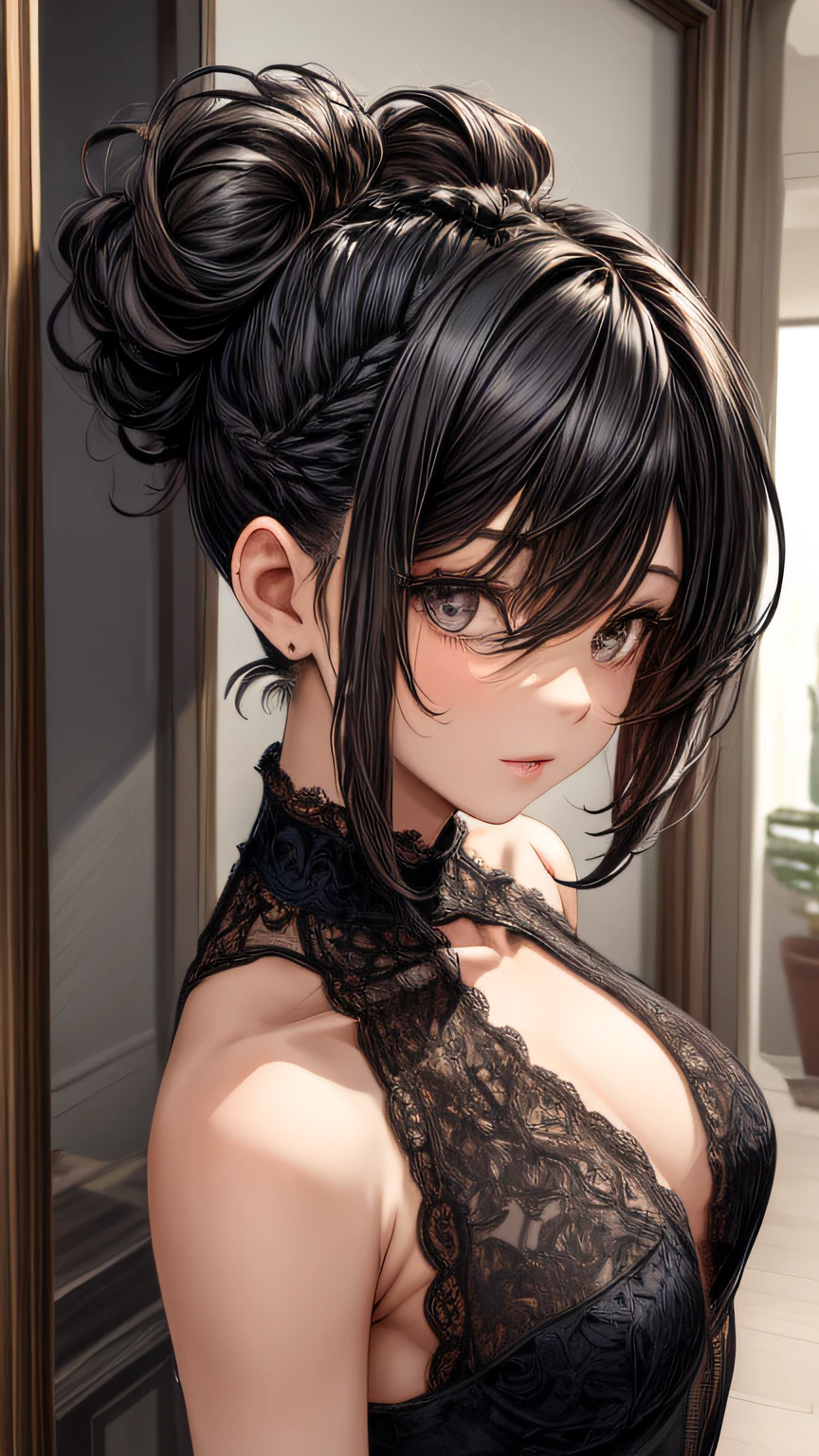 (masterpiece), (best quality), {girl|lady}, looking at viewer, {day|night}, {indoors|outdoors}, {short hair with natural waves|Shaggy cut|Long bold side bangs|Curly hair|Neat ponytail|Sleek pixie cut|High top knot with twist braids|Voluminous updo|Undercut}