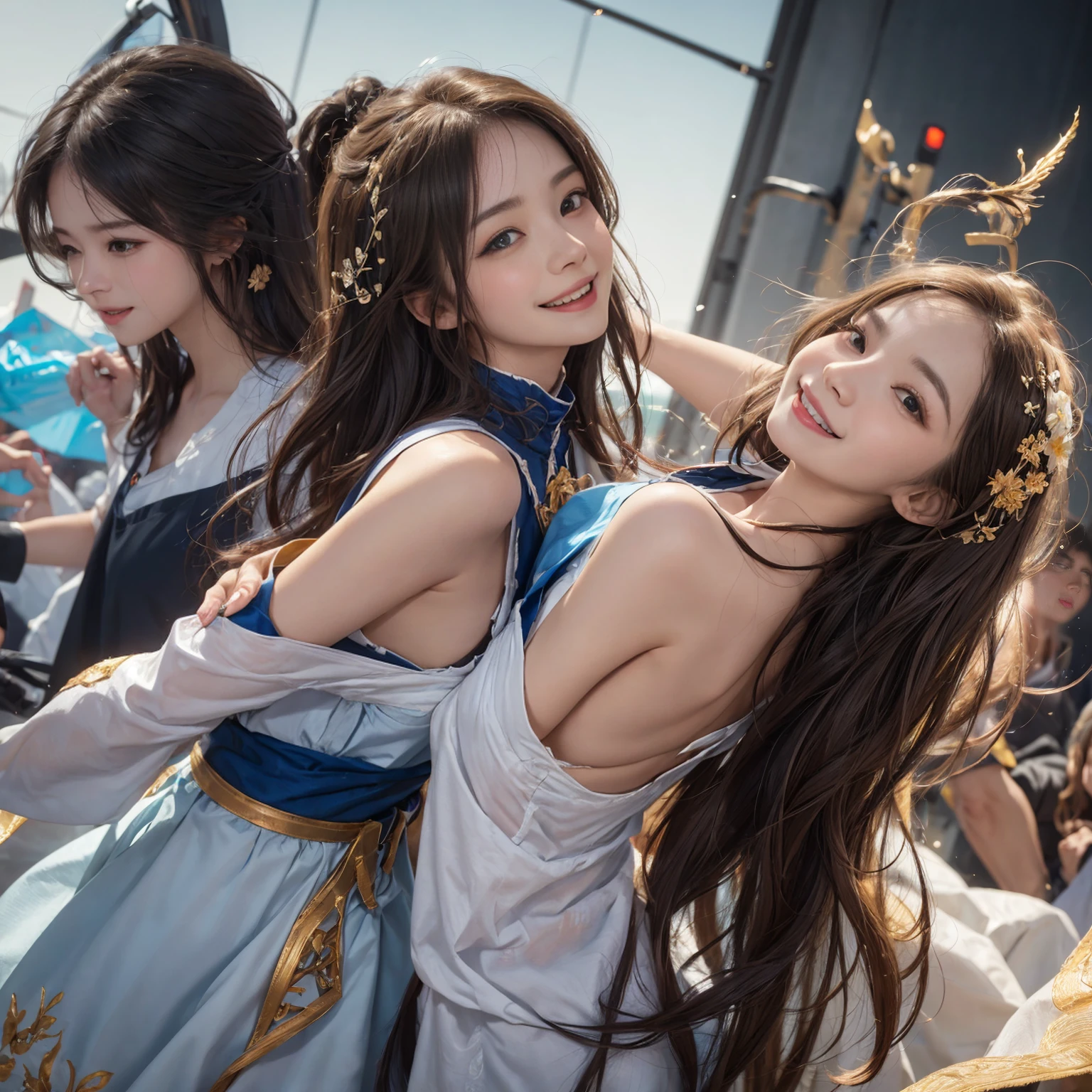 grow、A smile full of happiness、(((during )))、during 、during 、panting face、torn、After the attack、High quality and clothes,Reduce embroidery on the fabric..、Full of sweat、revcowgirl、looking back、Expression in a state of excitement、from below angle
